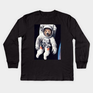 Space Walking Bear Kids Long Sleeve T-Shirt
